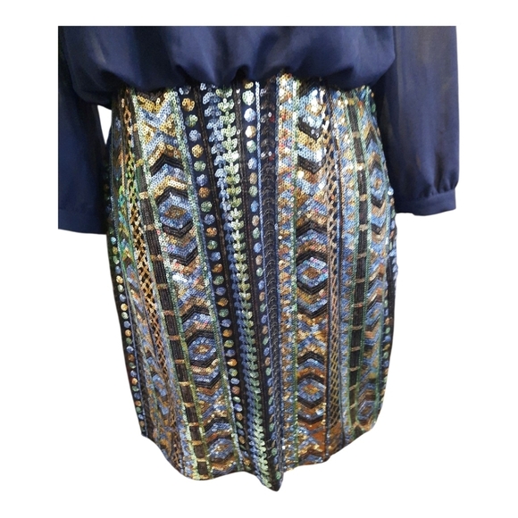 NWT Dani Collection Elegant Blue and Multicolor Women's Dress Size L - Picture 7 of 13